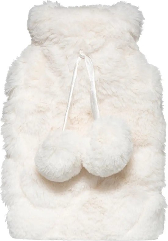 Bouillotte Feeric - blanche - avec housse - en peluche moelleuse - 280 ml - bouillotte de lit - bouillotte