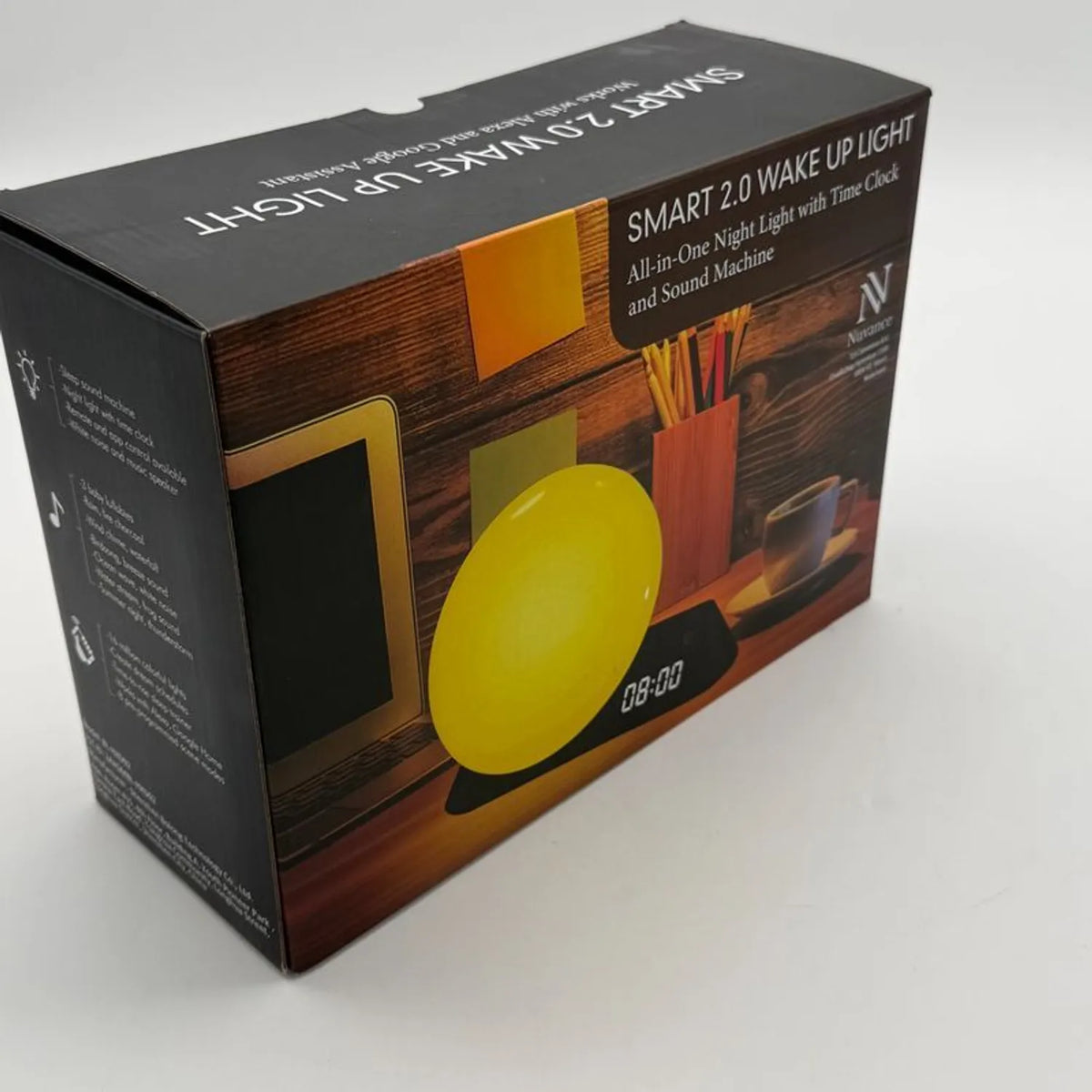Nuvance Smart 2.0 Wake-up Light – Réveil intelligent avec simulation du lever du soleil, lumière colorée, haut-parleur et commande via une application