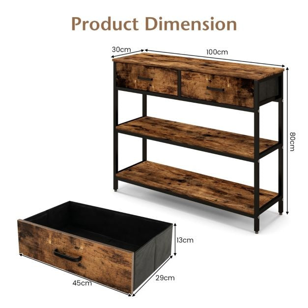 Coast Table console avec 2 tiroirs en tissu - 100 cm - Structure métallique - Protection contre le basculement
