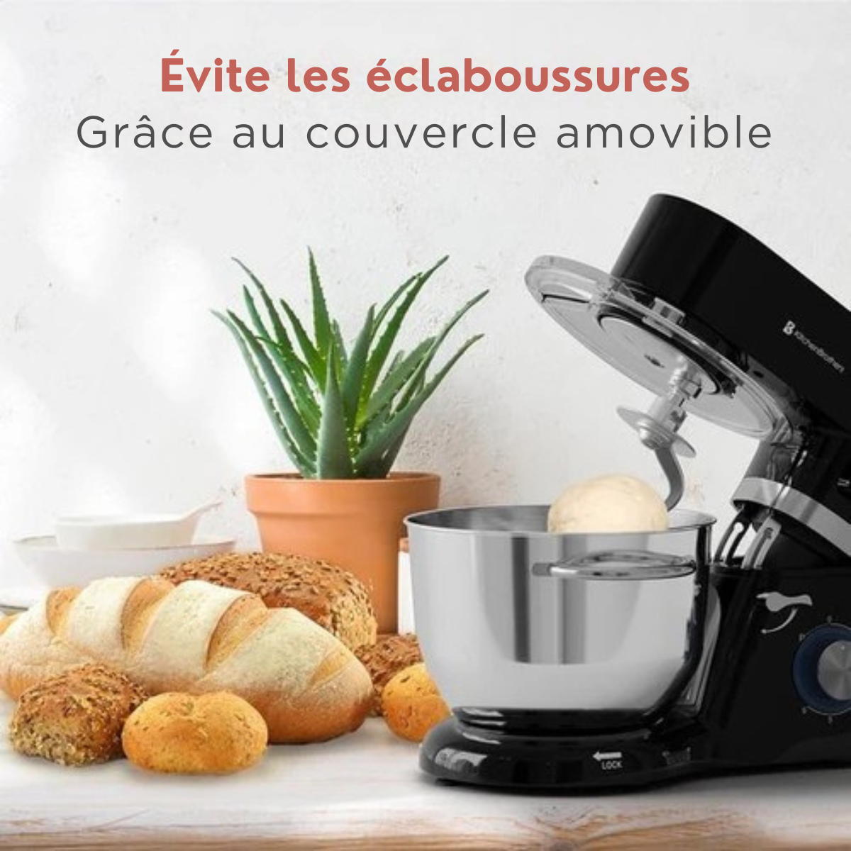 Robot de cuisine - KitchenBrothers  - Affichage et minuterie - 6L - 1400W - Noir