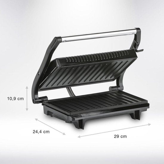 Grill de table Tristar - GR-2846 - 700 W - Appareil à croque-monsieur - Surface de cuisson 22,5 x 14 cm - Aluminium