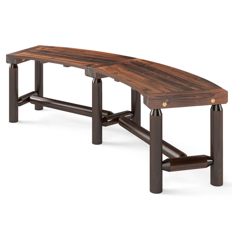 Banc de jardin incurvé Coast - bois massif - pour 2 à 3 personnes - marron rustique