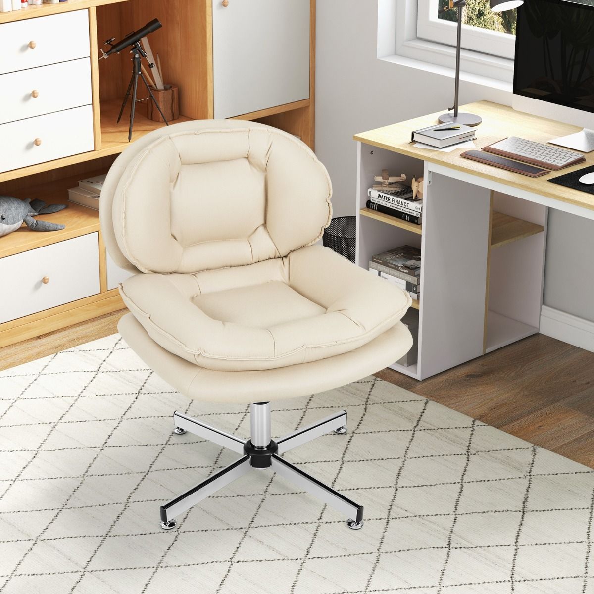 Chaise de bureau Coast - chaise pivotante ergonomique - dossier et assise doublement rembourrés - beige