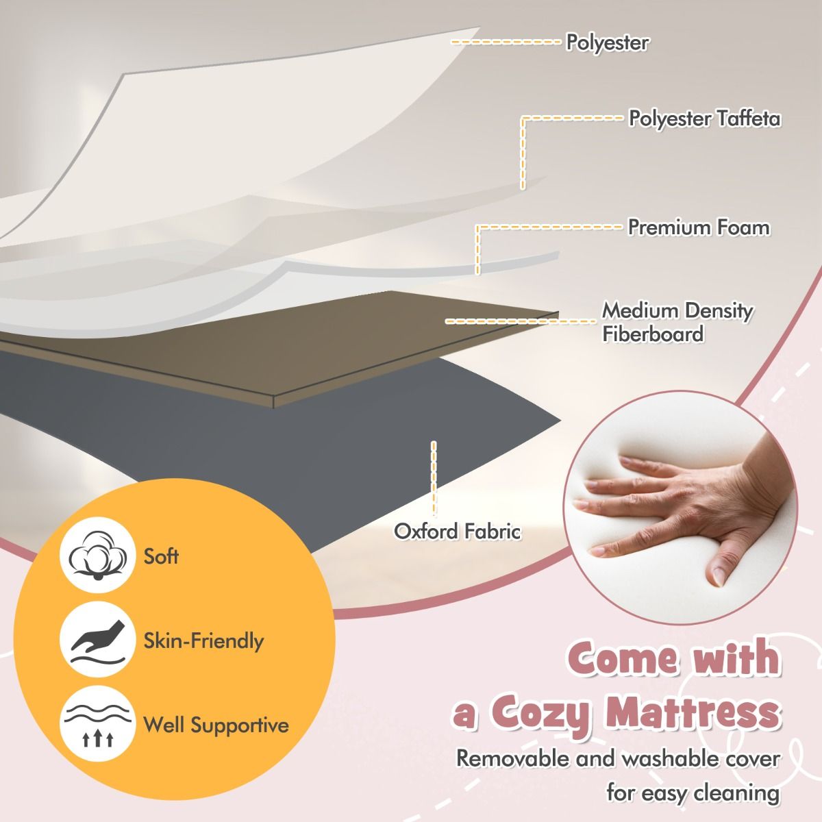 Lit bébé 3-en-1 Coast - hauteur réglable - lit de voyage pliable avec matelas - gris