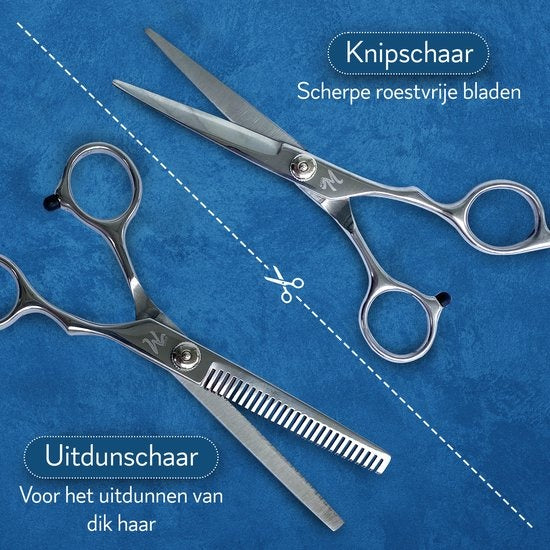 Set complet pour barbier - 10 pièces - ciseaux de barbier droitier - ciseaux à désépaissir barbier - ciseaux à cheveux - ciseaux de coupe - set de ciseaux à cheveux