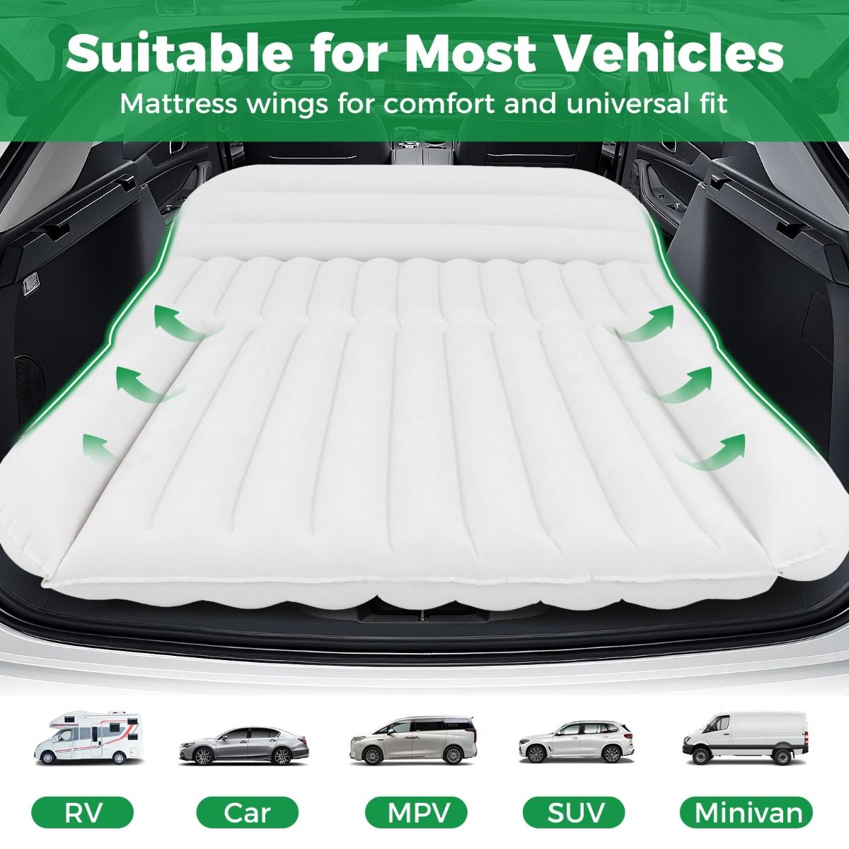 Matelas gonflable Coast pour voiture - Modèle réversible - Pompe et sac de transport inclus - 190 x 130 cm Gris