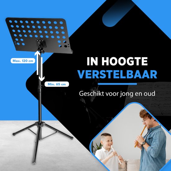 Finesse Music Stand for Sheet Music - XL - Foldable - with Carrying Bag - Lesson Stand for Tablet - Black
