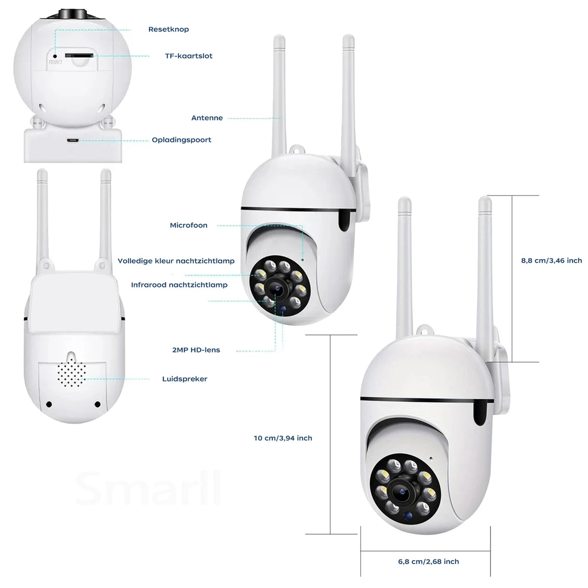 Caméra d'extérieur JOOAN A2R-U - 1080p - Wi-Fi 2,4 GHz - Blanche