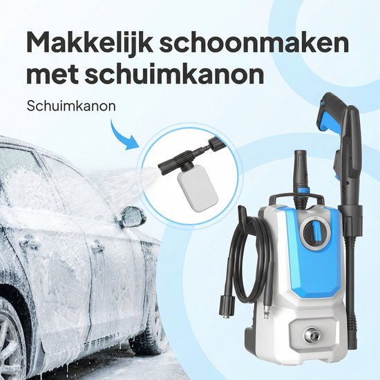 Nettoyeur haute pression Lugia Jet+ 1 300 W – 90 bars – Compact et puissant – Avec pistolet de pulvérisation et réservoir de savon – Pour la voiture, la terrasse et le jardin
