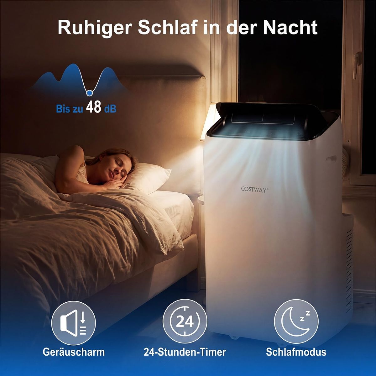 Climatiseur portable Coast - Système de climatisation 5 en 1 - 12 000 BTU - Pour des pièces jusqu'à 46 m² - Blanc