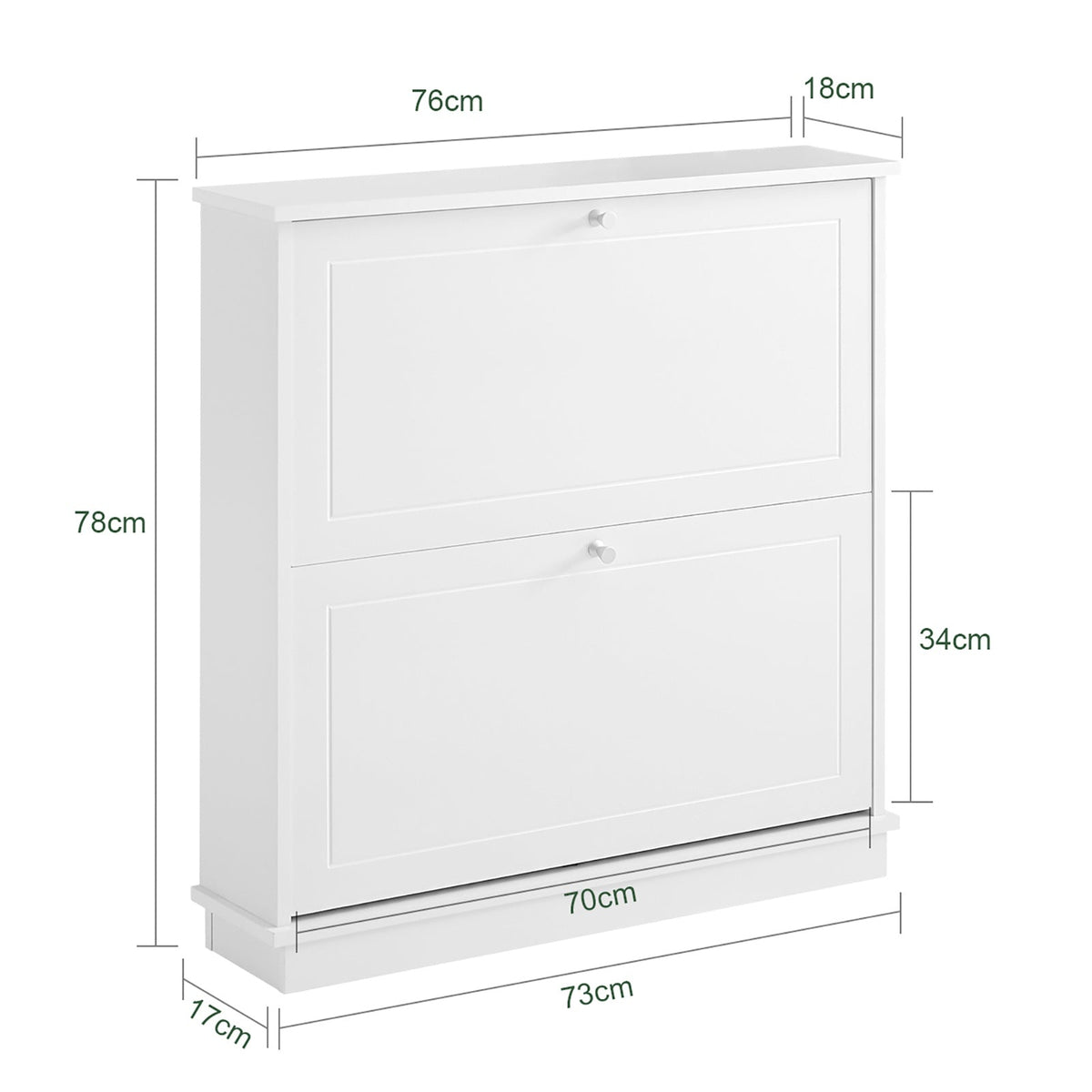 SoBuy Meuble à chaussures avec 2 tiroirs - MDF - 76 x 18 x 78 cm - Blanc