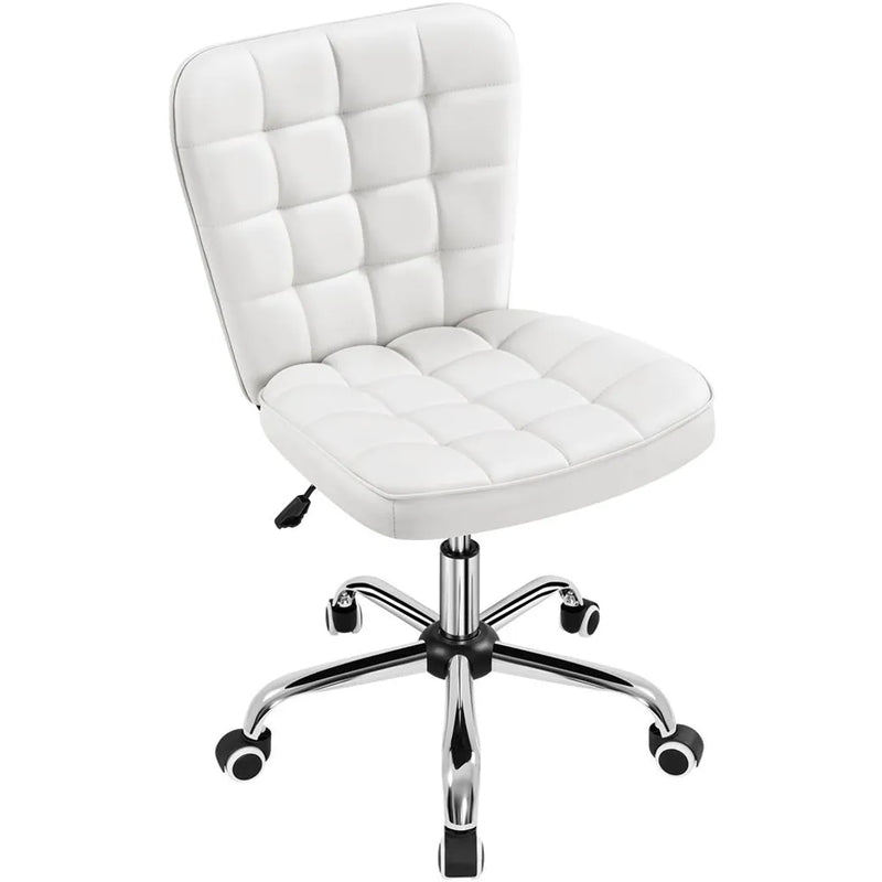 Yaheetech Ergonomic Office Chair - Chaise pivotante - Siège réglable - Sans accoudoirs - Cuir synthétique - Blanc