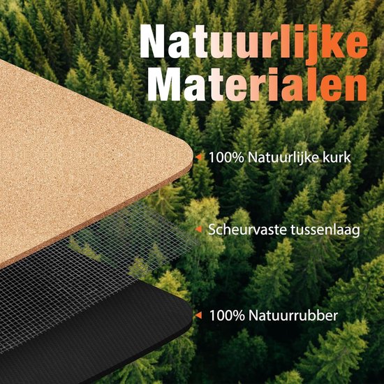 Tapis de yoga en liège DH FitLife - Mandala Harmony - 183 x 61 cm - 6 mm - Avec sangle de transport