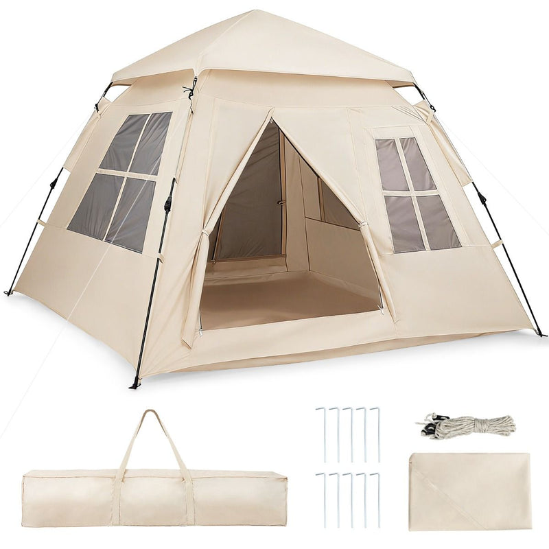 Tente familiale pop-up Coast - montage rapide - 4 personnes - beige
