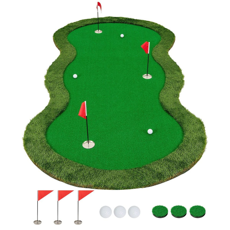 Tapis de putting Coast Golf - 3 trous - balles de golf et drapeaux inclus - 300 x 150 cm - vert