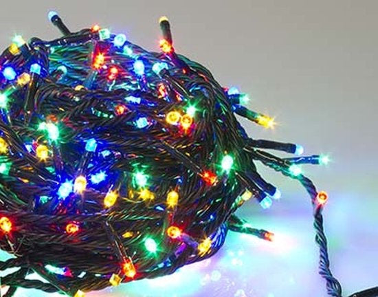 Guirlande LED - 300 ampoules multicolores - Fil vert - Modulateur - 20m - 31V