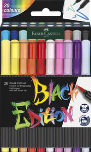 Stylos pinceaux Faber-Castell - Édition noire - 20 couleurs dans un étui en carton - FC-116452