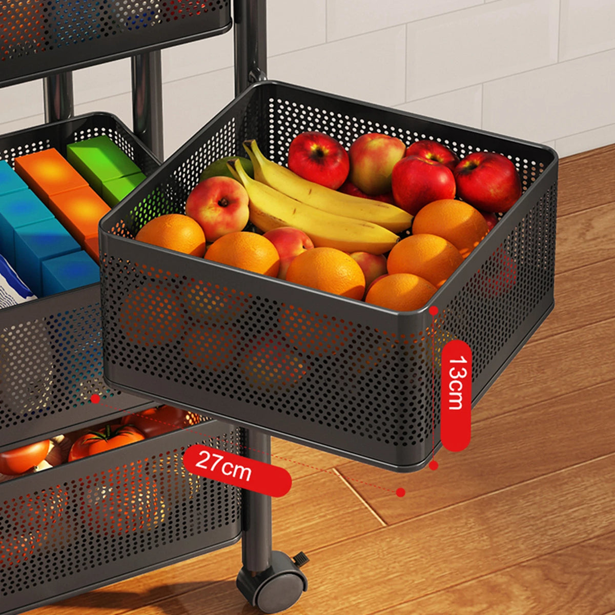 Étagère de rangement rotative Maxcook à 4 niveaux - Chariot sur roulettes - Pivotante à 360° - MCZW0126