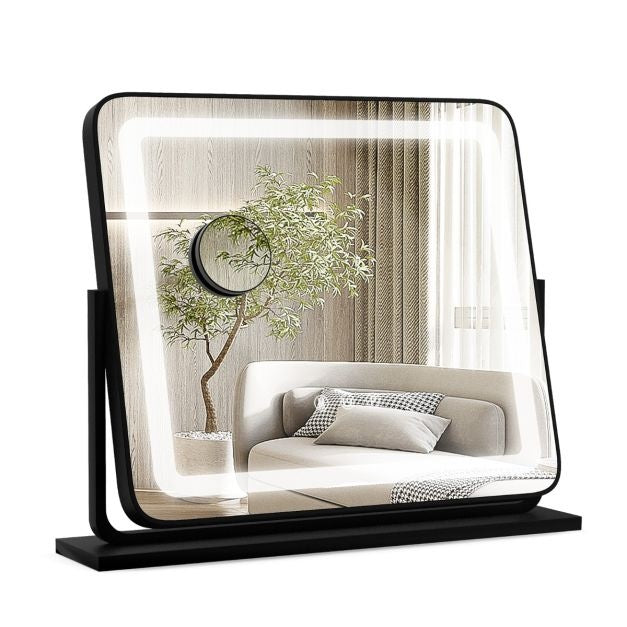 Miroir de maquillage Coast avec éclairage LED - 3 modes d'éclairage - grossissement 5X - inclinable - 56 x 12 x 48 cm - noir