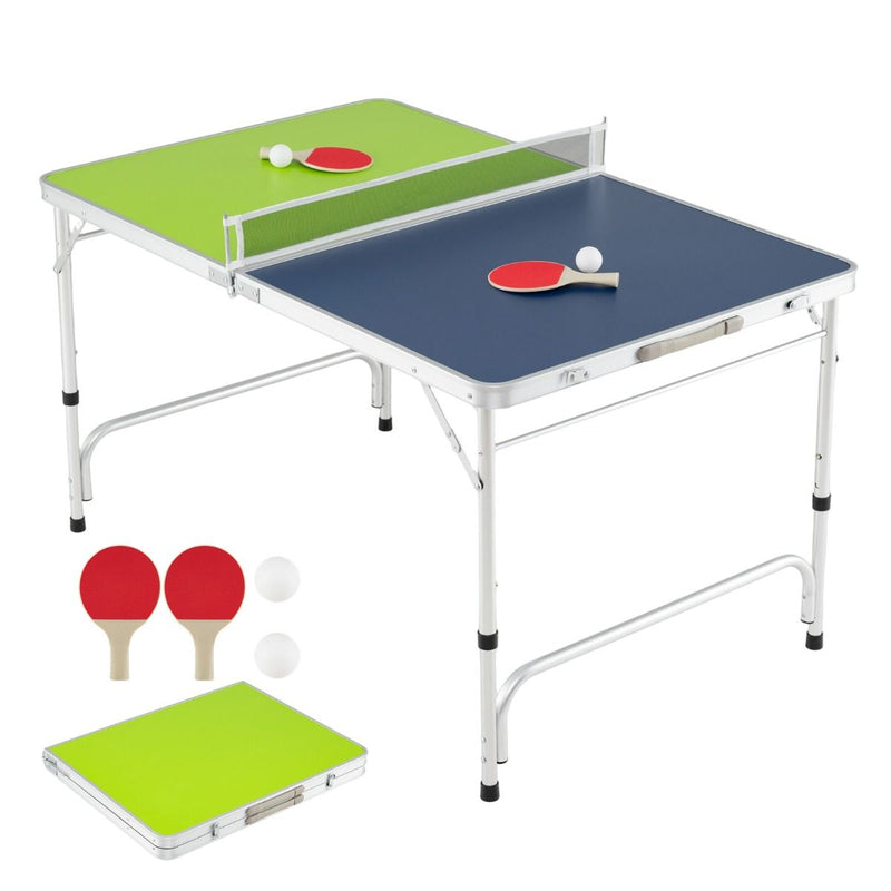 Table de ping-pong Coast Mini - Pliable - Hauteur réglable - 120 x 76 cm - Vert, bleu, argent