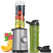 Mini Blender - KitchenBrothers - 2 gobelets à emporter - 350W - acier inoxydable