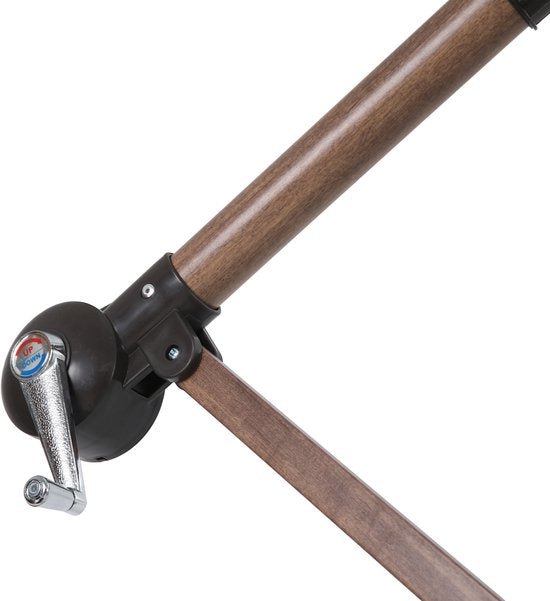 Parasol suspendu AXI Dion Ø 300 cm, aspect chêne/vert – Armature thermolaquée avec pied en croix