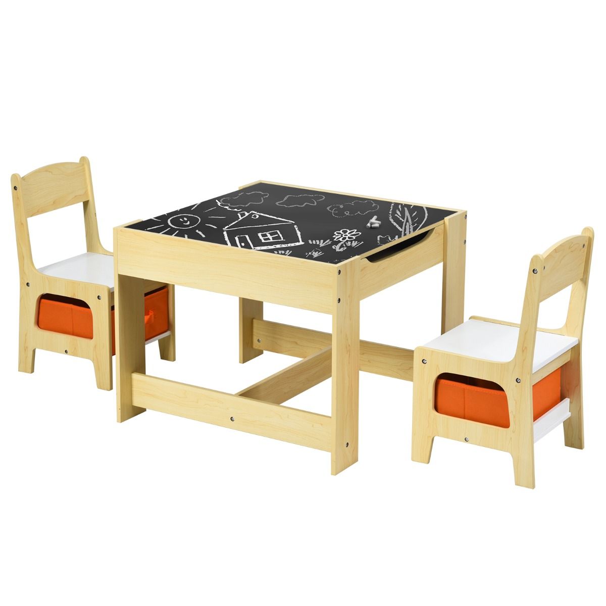 Ensemble table et chaises pour enfants Coast - avec espace de rangement - plateau réversible - jaune