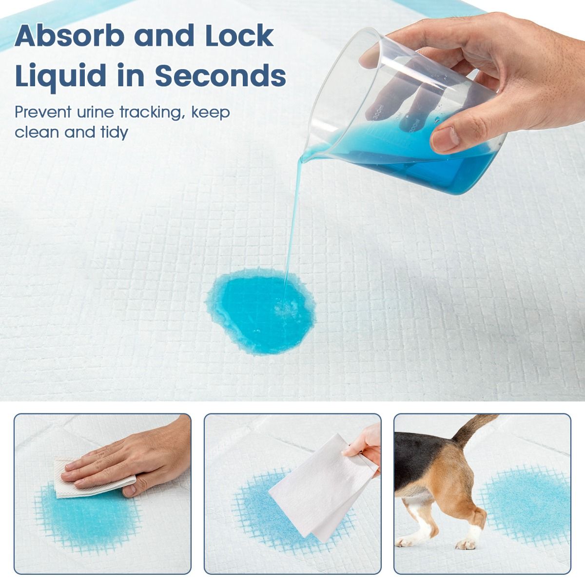 Tapis d'entraînement Coast Puppy - absorption à 6 couches - jetables - 90 x 60 cm - 150 pièces - bleu/blanc