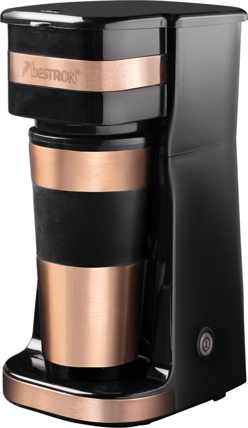 Cafetière à filtre Bestron 750 W - ACM112CO - 0,42 L, 2 grandes tasses - Vase isotherme - Cuivre - Garantie 5 ans