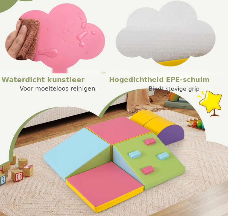 Ensemble de blocs de construction souples COSTWAY - 6 pièces - Blocs pour grimper, ramper et jouer - 40 x 40 x 20 cm - Multicolore