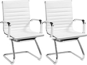 Chaises de réunion Yaheetech à piètement luge - lot de 2 - blanc