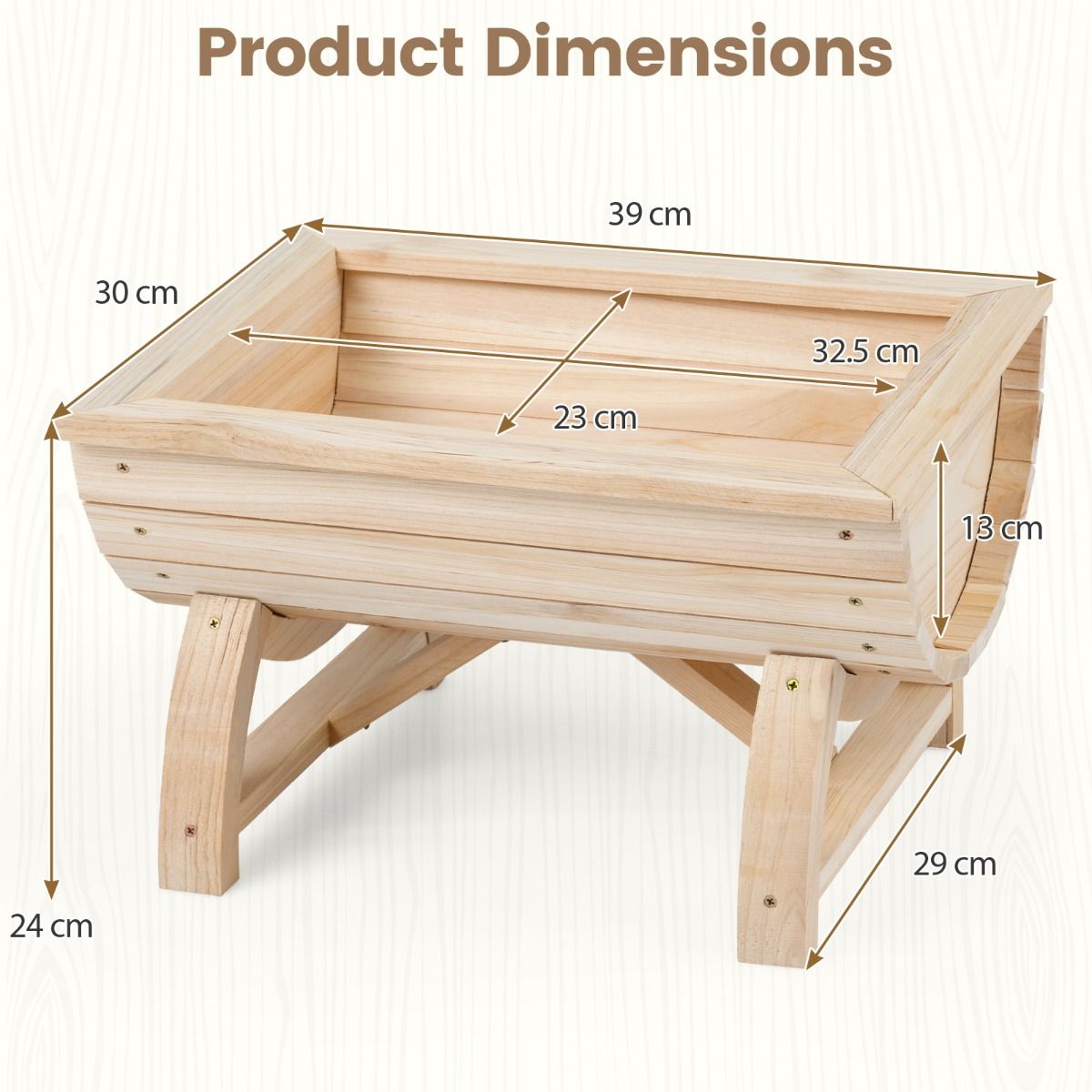 Lot de 2 jardinières surélevées Coast - Bois de pin - Avec trou de drainage - Naturel