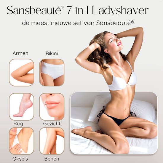 Sansbeauté® Rasoir 7 en 1 pour femmes - Visage - Aisselles - Jambes - Épilateur - Tondeuse pour femmes - Tondeuse pour le maillot - Tondeuse pour les parties intimes - Rasoir pour femmes
