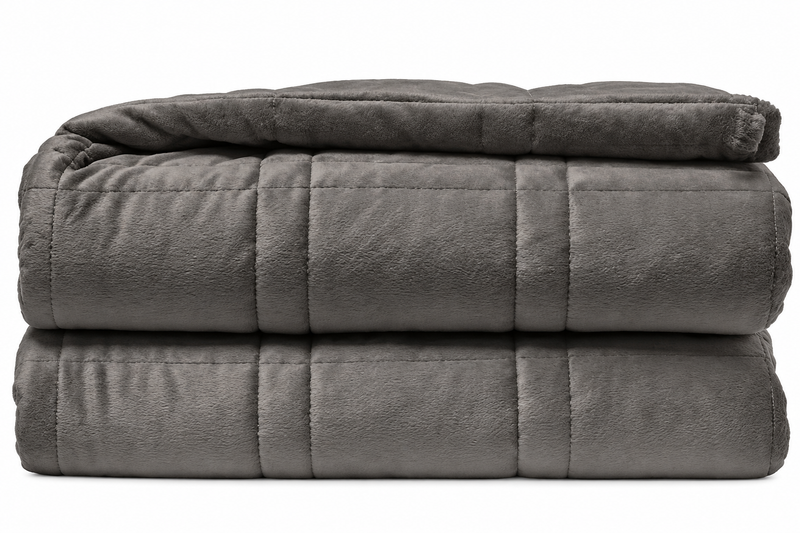 EL Life Couverture lestée 9 kg 150 x 200 cm - Couverture lestée en flanelle velours et sherpa - Weighted Blanket - Couverture lestée OEKO-TEX - Gris