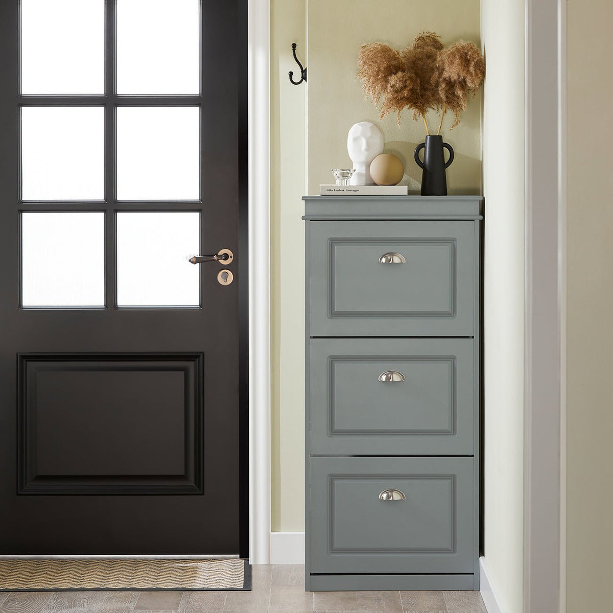 Rayon à chaussures SoBuy - 3 portes pliantes - 53 x 24 x 117 cm - Gris