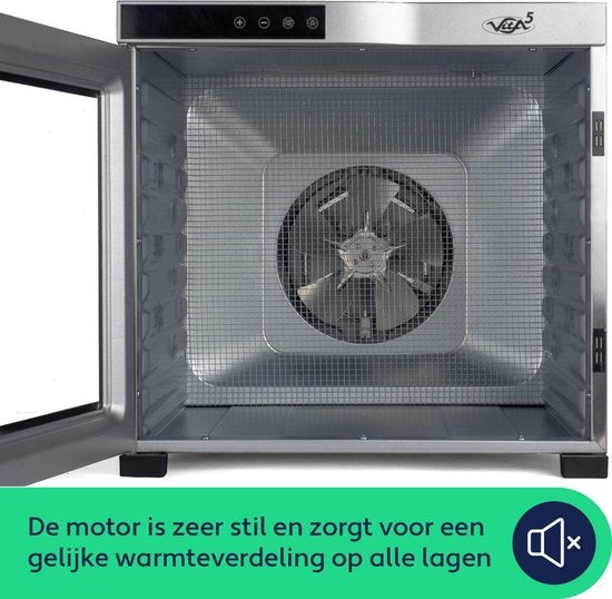 Déshydrateur d'aliments - Vita5 Nobel PRO 10 - Acier inoxydable - Minuterie 24 heures - Panneau de contrôle LED - 10 couches
