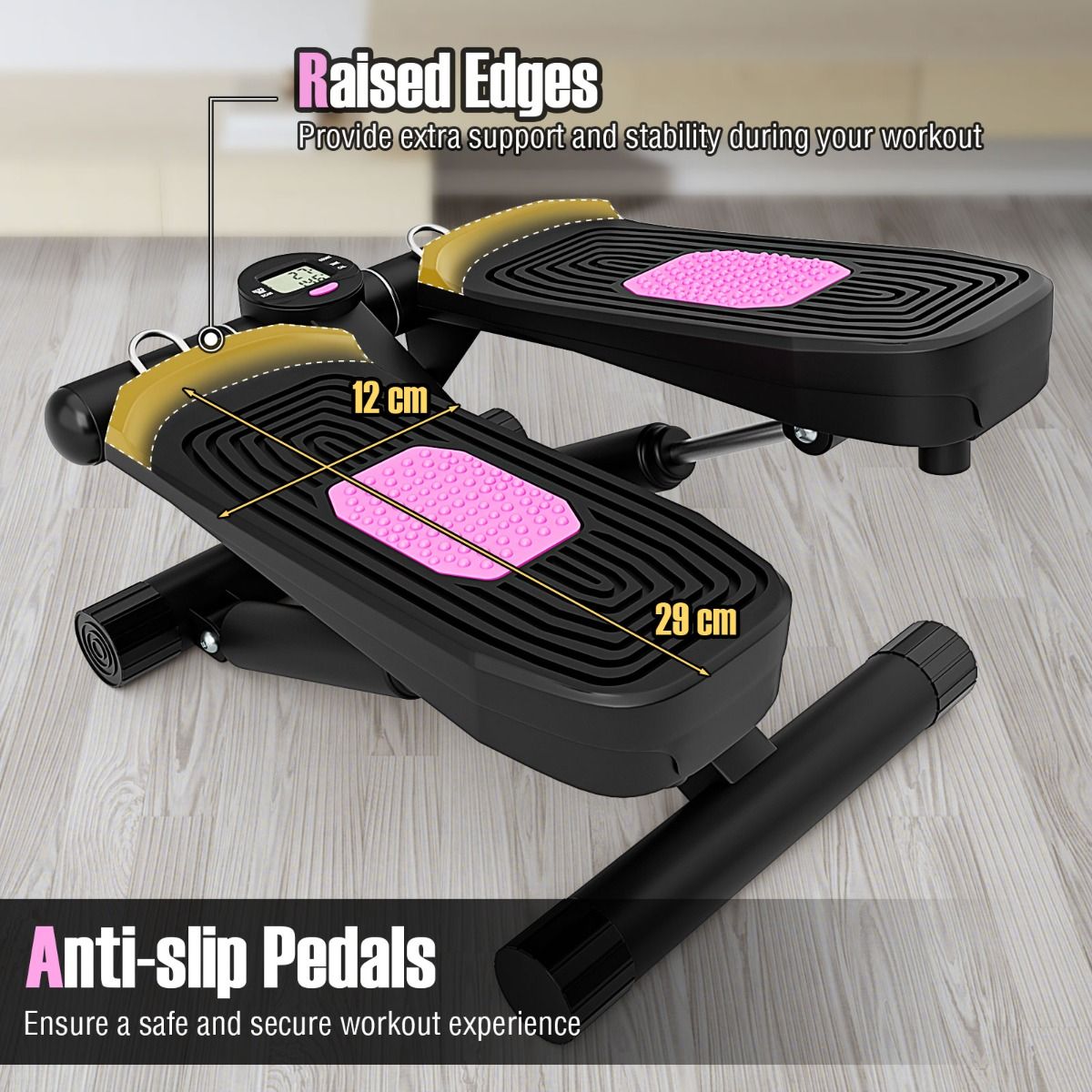 Mini-stepper Coast avec bandes de résistance - intensité réglable - compact et silencieux - noir