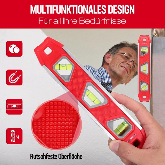 Niveau à bulle Mini Torpedo sans marque, 23 cm, avec 3 bulles et aimant