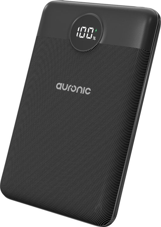 Auronic Powerbank - Chargeur rapide iPhone et Samsung - 10 000 mAh - 22,5W - 2 ports de charge - Chargement rapide via USB-A et USB-C - Noir