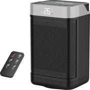 Vulpes Goods® Tech - Réchaud électrique avec télécommande - Réchaud à ventilateur - Réchaud en céramique - 4 niveaux - 1500W - Rotary, Timer & Thermostat - Chauffage - Chauffage électrique pour l'intérieur - Noir