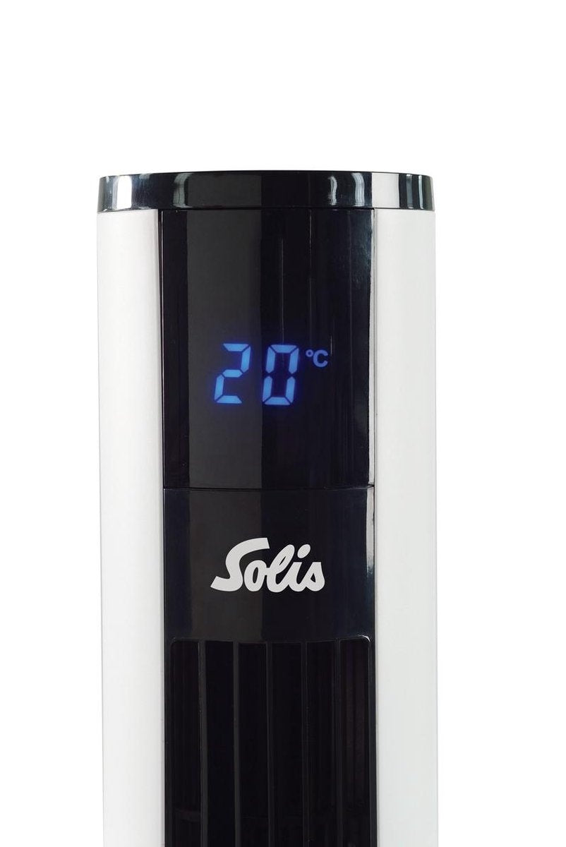 Ventilateur colonne - Solis - Ventilateur tour - Télécommandé - Fonction minuterie - 44.8 dB - 91 cm de haut - Blanc