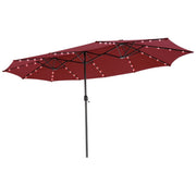 Parasol double Coast - Éclairage à 48 LED à énergie solaire - manivelle - rouge vin 470 x 280 cm