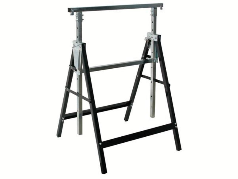 Chevalet de sciage Toolland en métal, pliable – Doté de sept positions de hauteur réglables, d'une surface d'appui antidérapante et d'une poignée – Pour l'atelier et le chantier – Métal noir – 180 kg