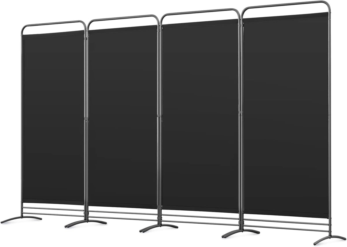 Angel Living Paravent de chambre - 4 pièces - 324x180 cm - Pliable - Acier et polyester - Autoportant - Séparation de pièces et intimité - Noir