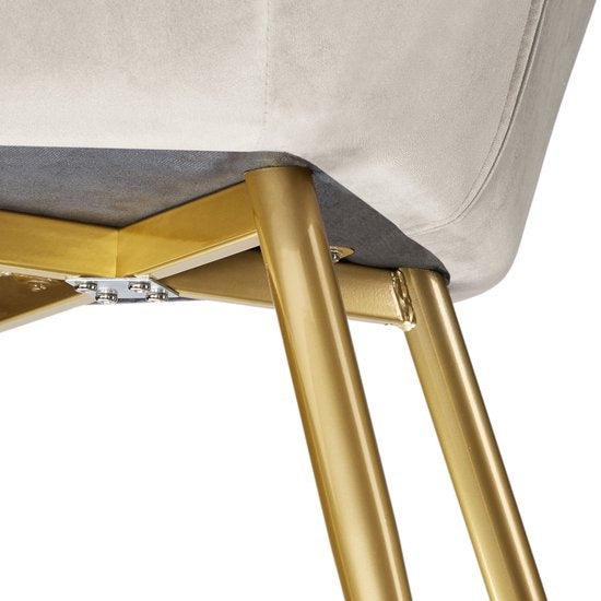 tectake® - Chaise Marilyn aspect velours - crème/doré - 404623