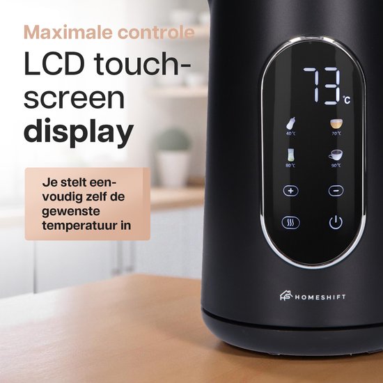 Bouilloire HomeShift® avec réglage de la température - Fonction de maintien au chaud - À double paroi - Électrique - 1,7 litre - 2200 W - Noir