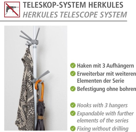 Wenko Porte-manteau Hercule 29 x 12,5 x 15 cm gris, lot de 2