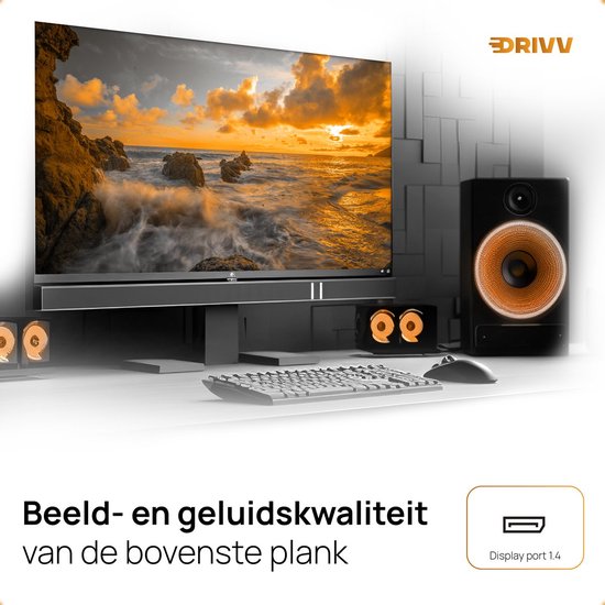 Drivv. Câble Displayport - 8K 60Hz - 4K 144 Hz - 32.4GBps - Displayport 1.4 - Câble DP - 1 mètre