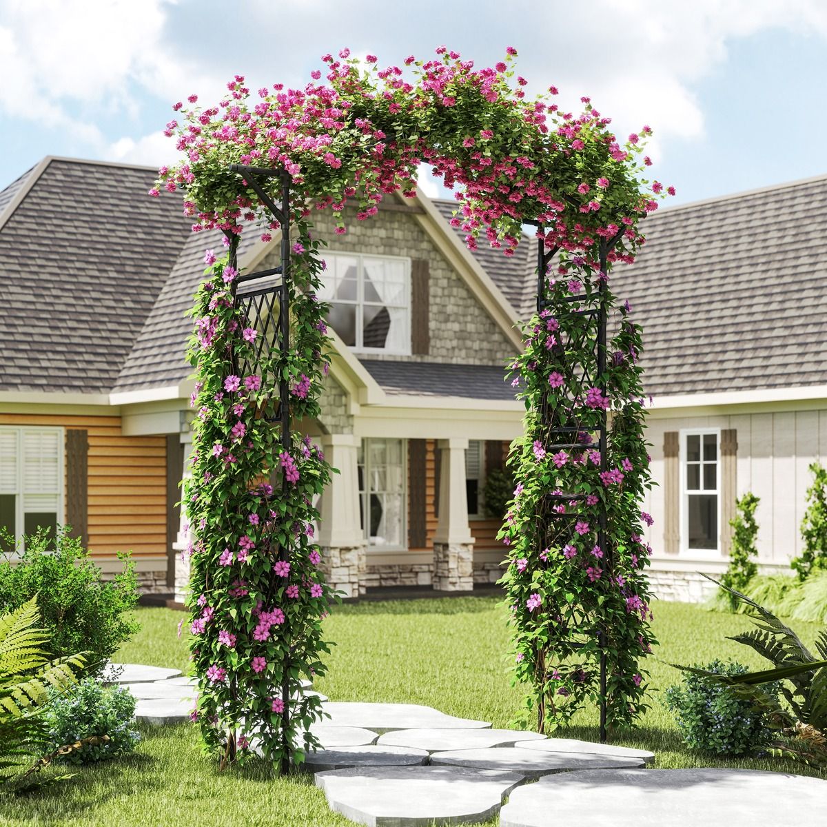 Coast Arche à roses en métal - treillis pour plantes de jardin - arche de porte - noir - 170 x 39 x 210 cm