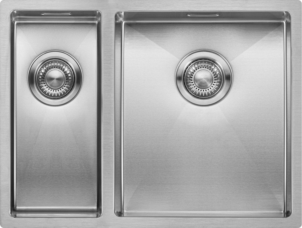Mizzo Linea Anderhalve Spoelbak 18-34X40CM - 1,5 spoelbak - Wasbak Keuken - vanaf 60cm kast - Onderbouw / Vlakbouw / Inbouw - RVS 1.2mm dik